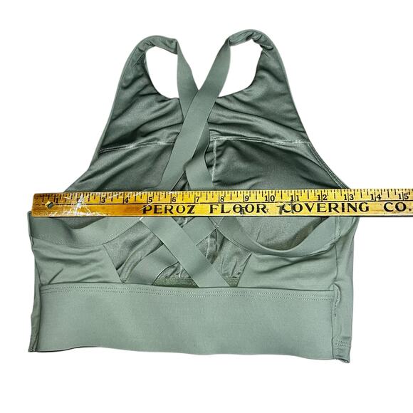 Athleta green sports bra crisscross strappy back size small  thick straps - Picture 4 of 7